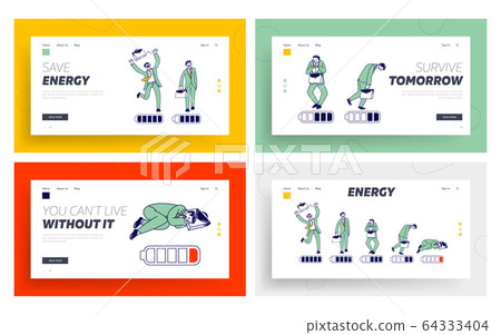 Business People and Battery with Full and Low Charging Indicator Landing Page Template Set. Office Workers Business People and Battery with Full and Low Charging Indicator Landing Page Template Set. Office Workers 64333404
