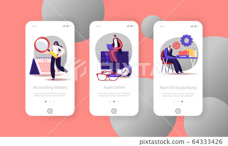 Financial Administration and Audit Mobile App Page Onboard Screen Template. People Doing Consulting Financial Administration and Audit Mobile App Page Onboard Screen Template. People Doing Consulting 64333426