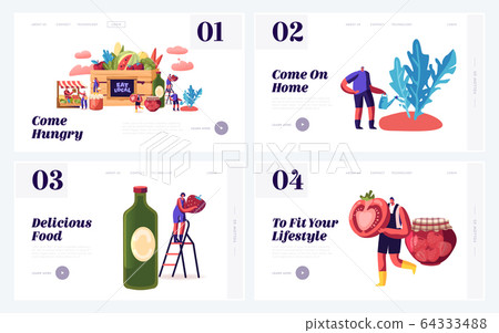 Local Food Eating Website Landing Page Set. Farmers Grow Traditional Environment Homestead Fruit, Greenery Local Food Eating Website Landing Page Set. Farmers Grow Traditional Environment Homestead Fruit, Greenery 64333488