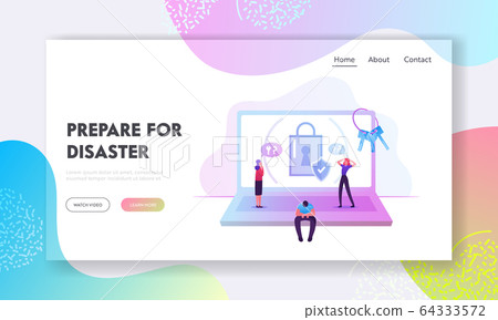 People Trying to Remember Lost Password for Account in Internet Website Landing Page. Sad and Woman 64333572
