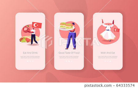 Turkish Food Mobile App Page Onboard Screen Template. Tiny People Characters Carry Ripe Fresh Tomato 64333574