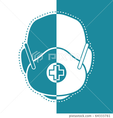 Bicolor icon of a man with n95 mask Bicolor icon of a man with n95 mask 64333781