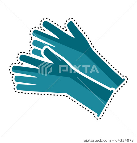 Dotted line medical gloves icon Dotted line medical gloves icon 64334072