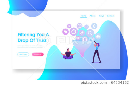 Data Filter Tunnel, Creative Process Website Landing Page. Businesswoman Look through Spyglass on Funnel Data Filter Tunnel, Creative Process Website Landing Page. Businesswoman Look through Spyglass on Funnel 64334162