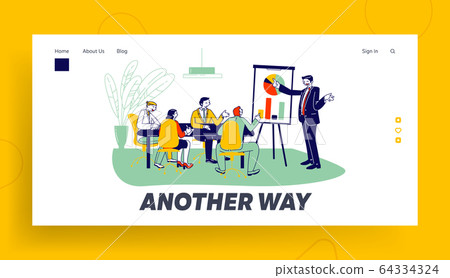 Company Leader, Business Coach Explaining Company Strategy Website Landing Page. Financial Consultation Company Leader, Business Coach Explaining Company Strategy Website Landing Page. Financial Consultation 64334324