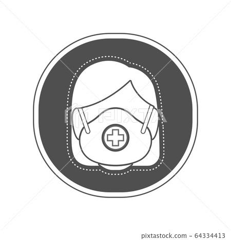Sticker Mask N95 Sticker of a woman with n95 mask icon - Stock Illustration [64334413 ...