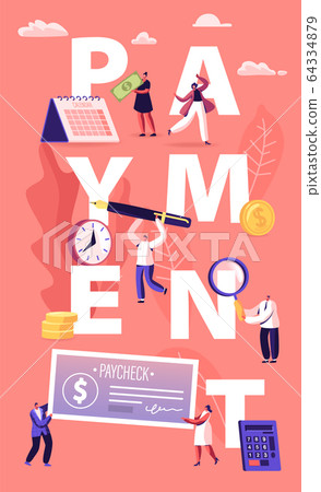 Payment Concept. People Paying Money for Services and to Bank Loan and Credit Using Cash and Paycheck Payment Concept. People Paying Money for Services and to Bank Loan and Credit Using Cash and Paycheck 64334879