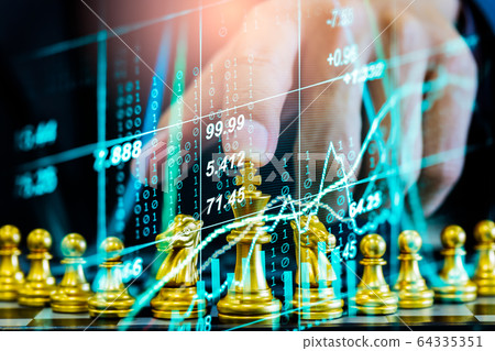 Chess game on chess board on stock market or forex Chess game on chess board on stock market or forex 64335351