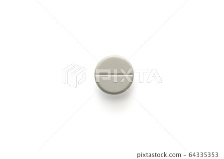 Single round white pill on white isolated Single round white pill on white isolated 64335353