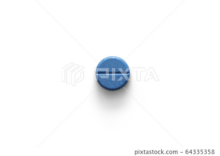 Single one blue pill on white isolated background Single one blue pill on white isolated background 64335358