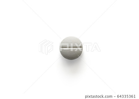 Single round white pill on white isolated Single round white pill on white isolated 64335361