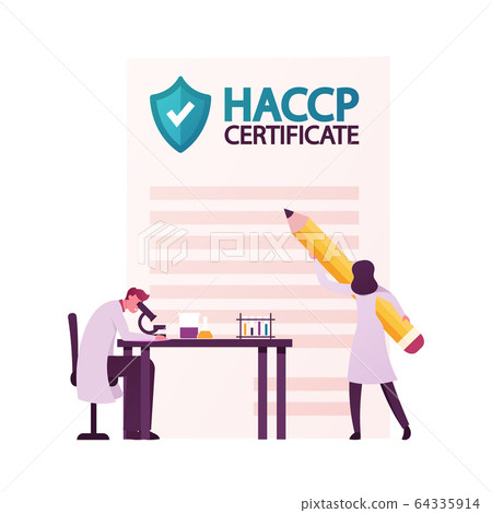 Tiny Characters with Microscope. Haccp Hazard Analysis and Critical Control Point. Standard and Certification 64335914