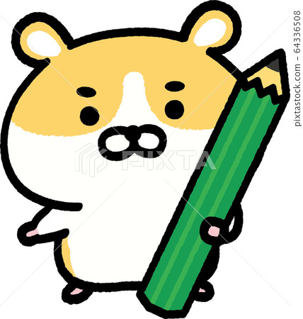 Golden hamster with a pencil 64336508