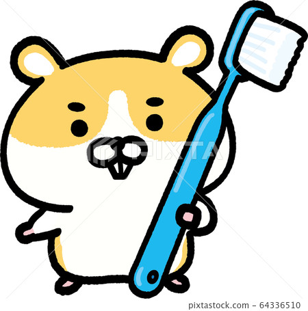 Golden hamster with a toothbrush light blue 64336510