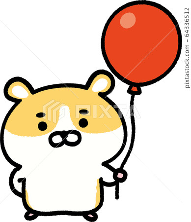Golden hamster with balloons 64336512