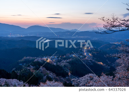 Mount Yoshino and cherry blossoms in spring Mount Yoshino and cherry blossoms in spring 64337026