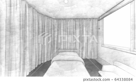 Hospital room with curtain Illustration 30 - Stock Illustration ...