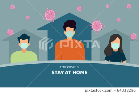 People wearing mask Stay at home awareness social People wearing mask Stay at home awareness social 64338286