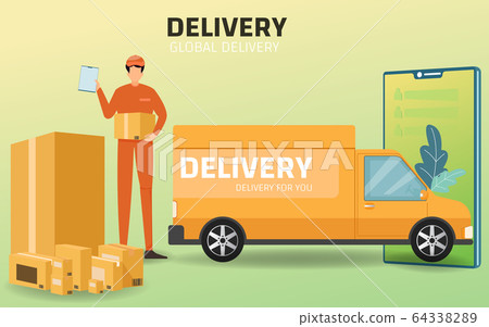Online shopping and Online delivery service Online shopping and Online delivery service 64338289