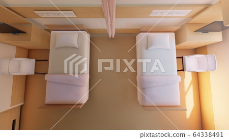 Illustration 61 with the curtain open in the hospital room 64338491