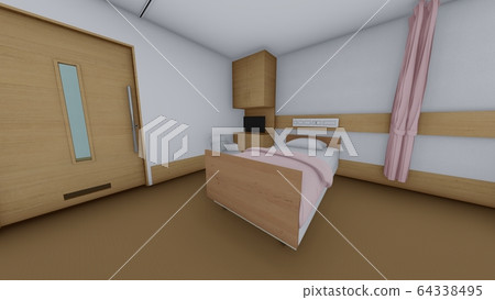 Illustration 58 with the curtain open in the hospital room 64338495