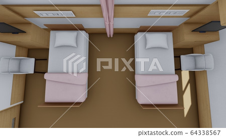 Illustration 51 with the curtain open in the hospital room Illustration 51 with the curtain open in the hospital room 64338567
