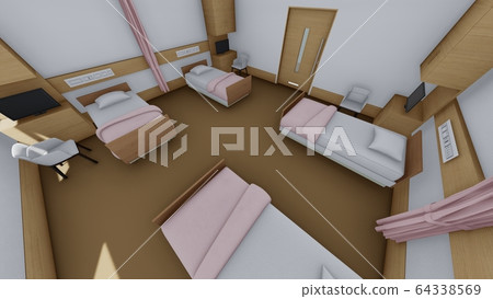 Illustration 52 in the hospital room with curtains open Illustration 52 in the hospital room with curtains open 64338569