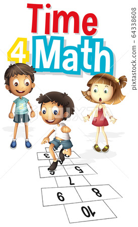 Font design for word time 4 math with kids - Stock Illustration ...