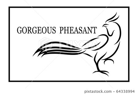 Line art vector logo of pheasant that is walking. 64338994
