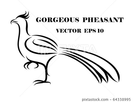Line art vector logo of pheasant that is walking. 64338995