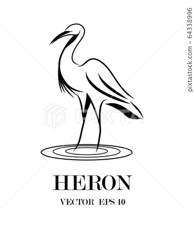 Line art vector logo of heron that is standing. Line art vector logo of heron that is standing. 64338996
