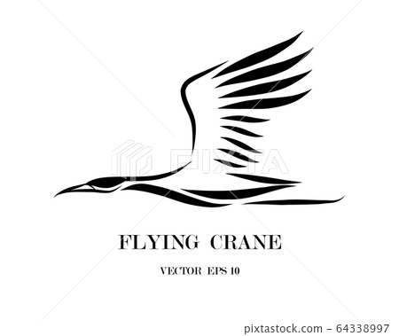 Line art vector logo of crane that is flying. Line art vector logo of crane that is flying. 64338997