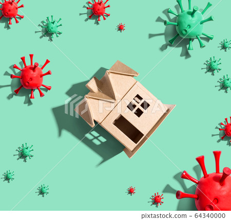 House with influenza and Coronavirus concept 64340000