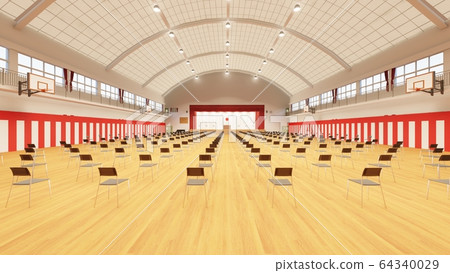 帶有幾把椅子的體育館入學典禮學校冠狀病毒插圖51 帶有幾把椅子的體育館入學典禮學校冠狀病毒插圖51 64340029