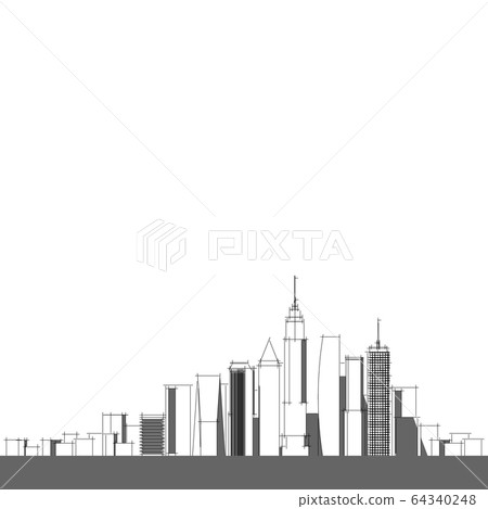 Panorama cityscape Sketch. Architecture sketch - 64340248