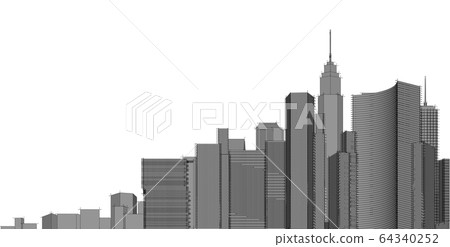 Panorama cityscape Sketch. Architecture sketch - Panorama cityscape Sketch. Architecture sketch - 64340252