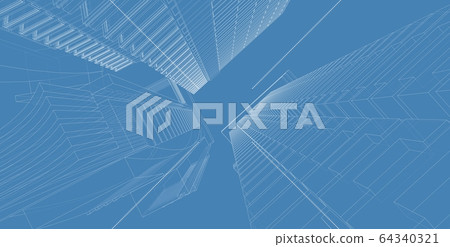 3D illustration architecture building perspective 3D illustration architecture building perspective 64340321