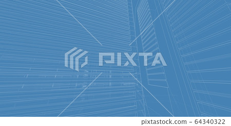 3D illustration architecture building perspective 3D illustration architecture building perspective 64340322