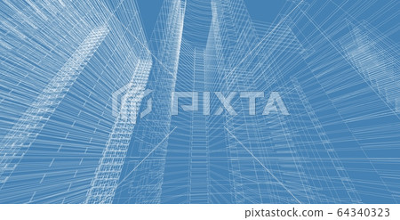 3D illustration architecture building perspective 3D illustration architecture building perspective 64340323