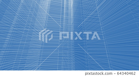 3D illustration architecture building perspective 3D illustration architecture building perspective 64340462