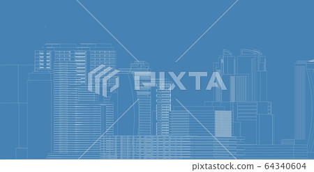 3D illustration architecture building perspective 3D illustration architecture building perspective 64340604