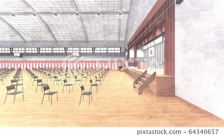 Gymnasium entrance ceremony School with few chairs Coronavirus Illustration 84 Gymnasium entrance ceremony School with few chairs Coronavirus Illustration 84 64340657