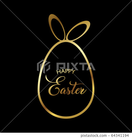 Happy Easter card with gold egg on black - Stock Illustration [64341194 ...