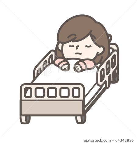 Hospitalized woman oxygen mask 64342956