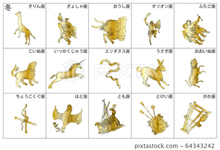 Winter constellation with shadow without line Gold frame name Winter constellation with shadow without line Gold frame name 64343242