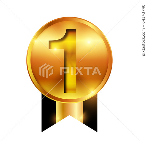 Medal gold ribbon icon 64343740