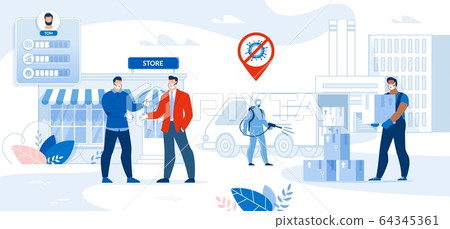 Business Character Store Work in Covid19 Outbreak Business Character Store Work in Covid19 Outbreak 64345361