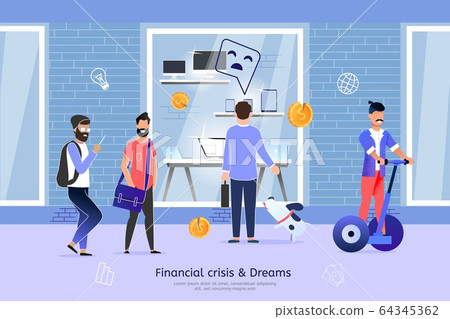 Low Income in Financial Crisis Flat Vector Poster Low Income in Financial Crisis Flat Vector Poster 64345362