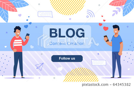 Blog Content Creation Service Flat Vector Webpage 64345382