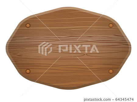 Illustration board brown of wood board with wood grain | Background material for title back and catch copy banner 64345474